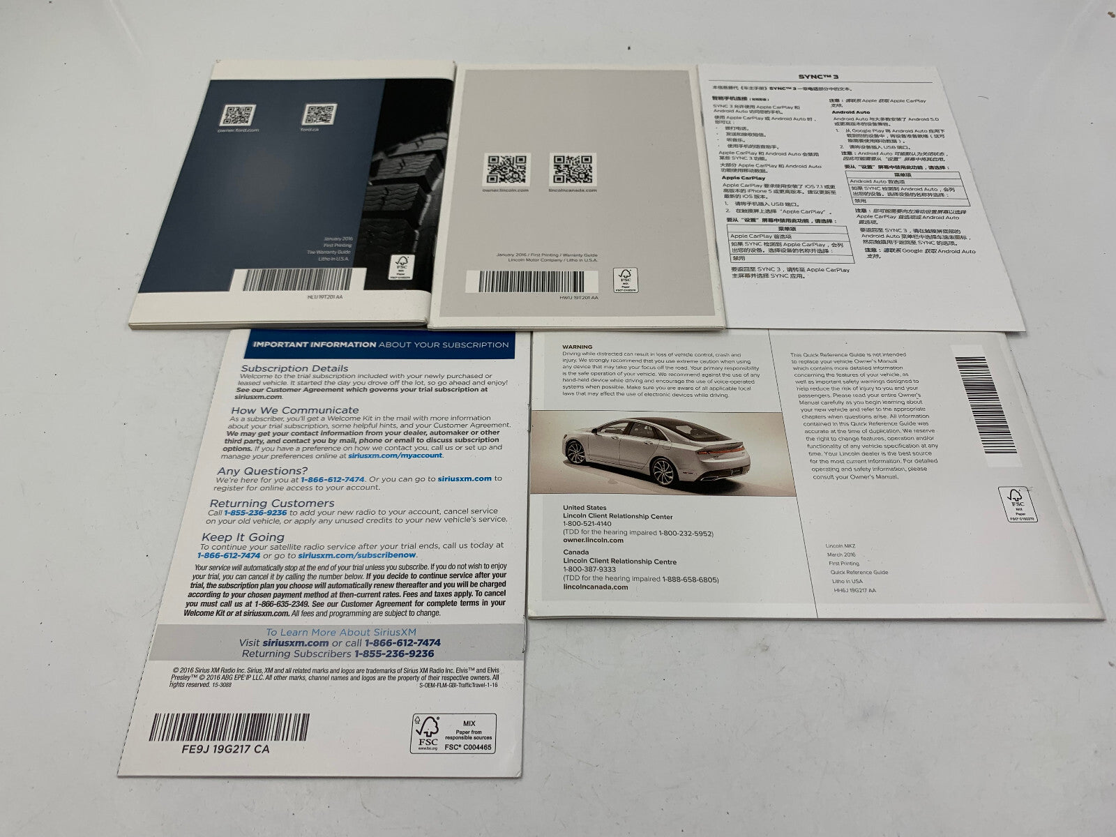 2013 Lincoln MKZ Owners Manual Set with Case OEM D01B69007
