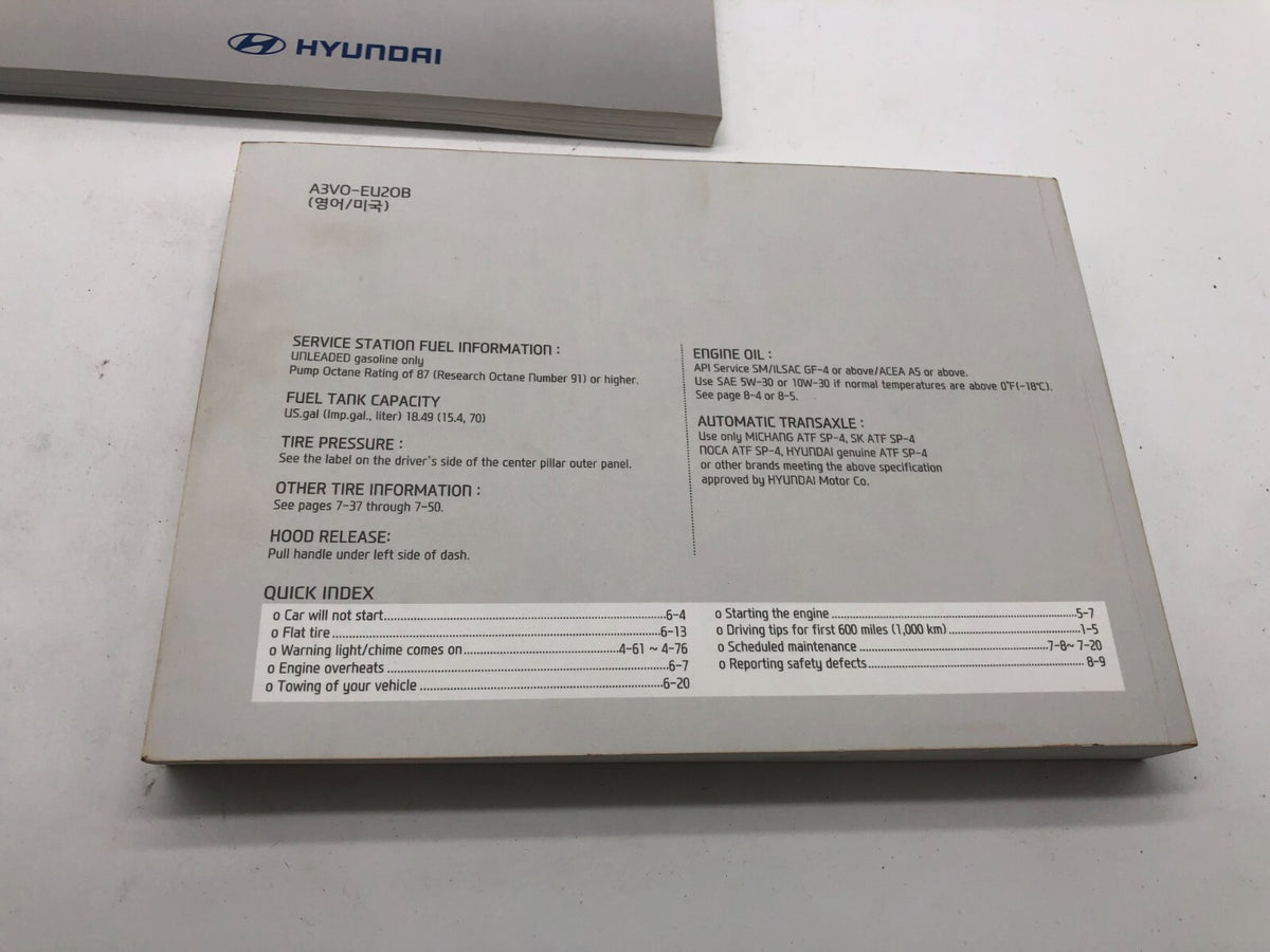 2013 Hyundai Azera Owners Manual Set with Case OEM A02B03031