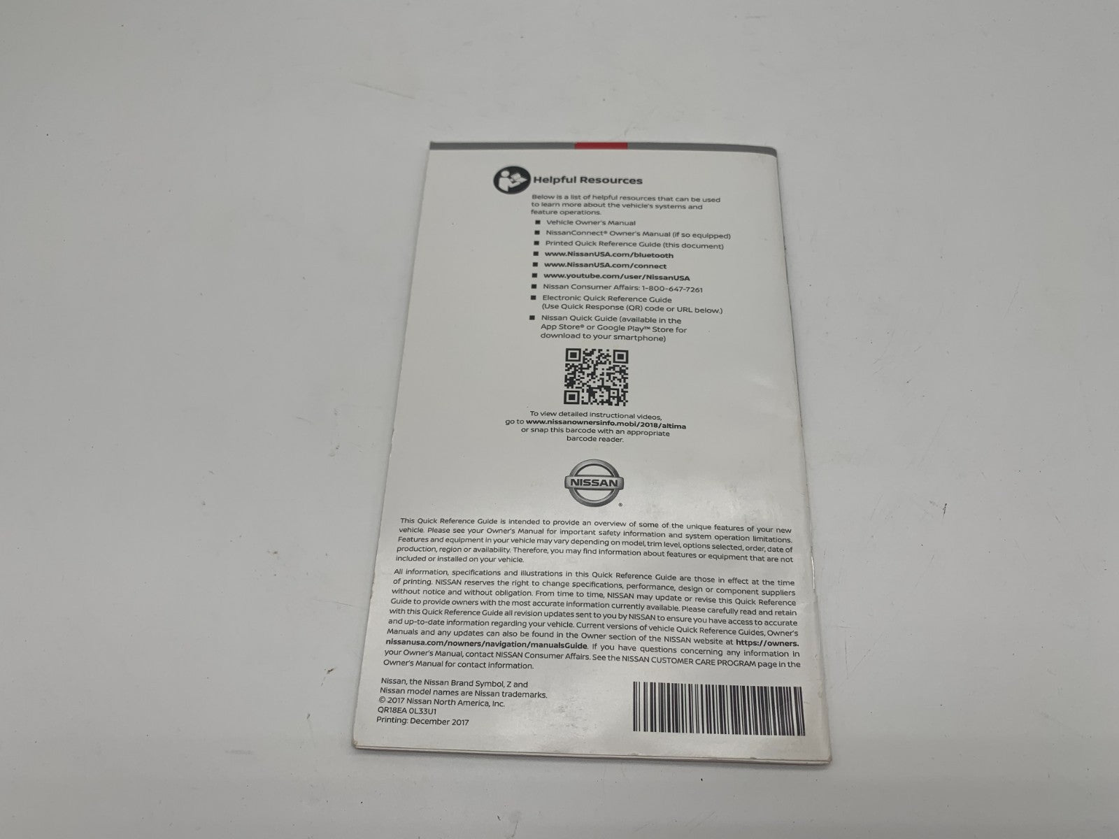 2018 Nissan Altima Owners Manual Set With Case OEM