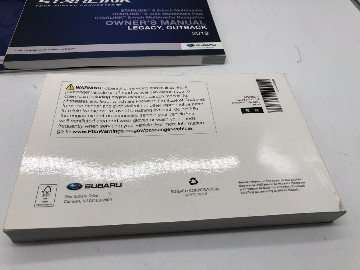 2019 Subaru Legacy Owners Manual Set with Case OEM E03B20007