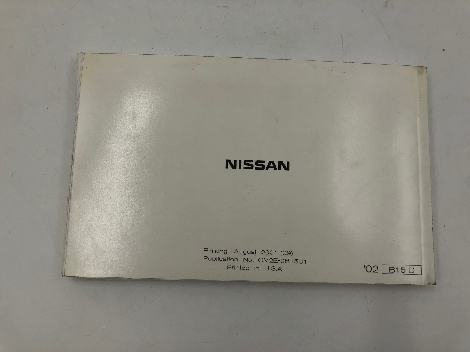 2002 Nissan Sentra Owners Manual with Case OEM D02B62007
