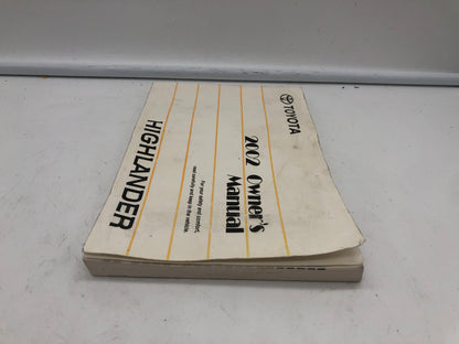 2002 Toyota Highlander Owners Manual OEM B02B08038