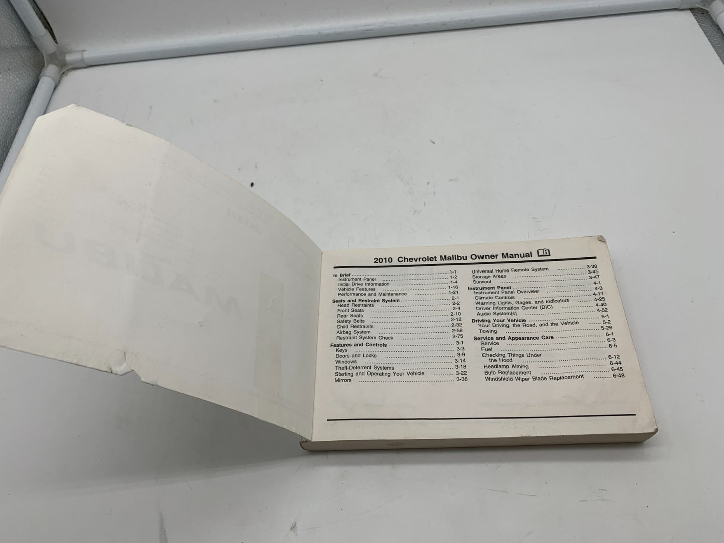 2010 Chevrolet Malibu Owners Manual OEM A01B48005