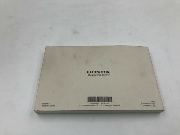 2002 Honda Civic Hybrid Owners Manual OEM I01B49006