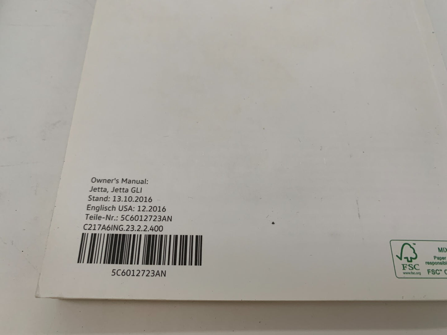 2016 Volkswagen Jetta Owners Manual Set with Case OEM A03B42008