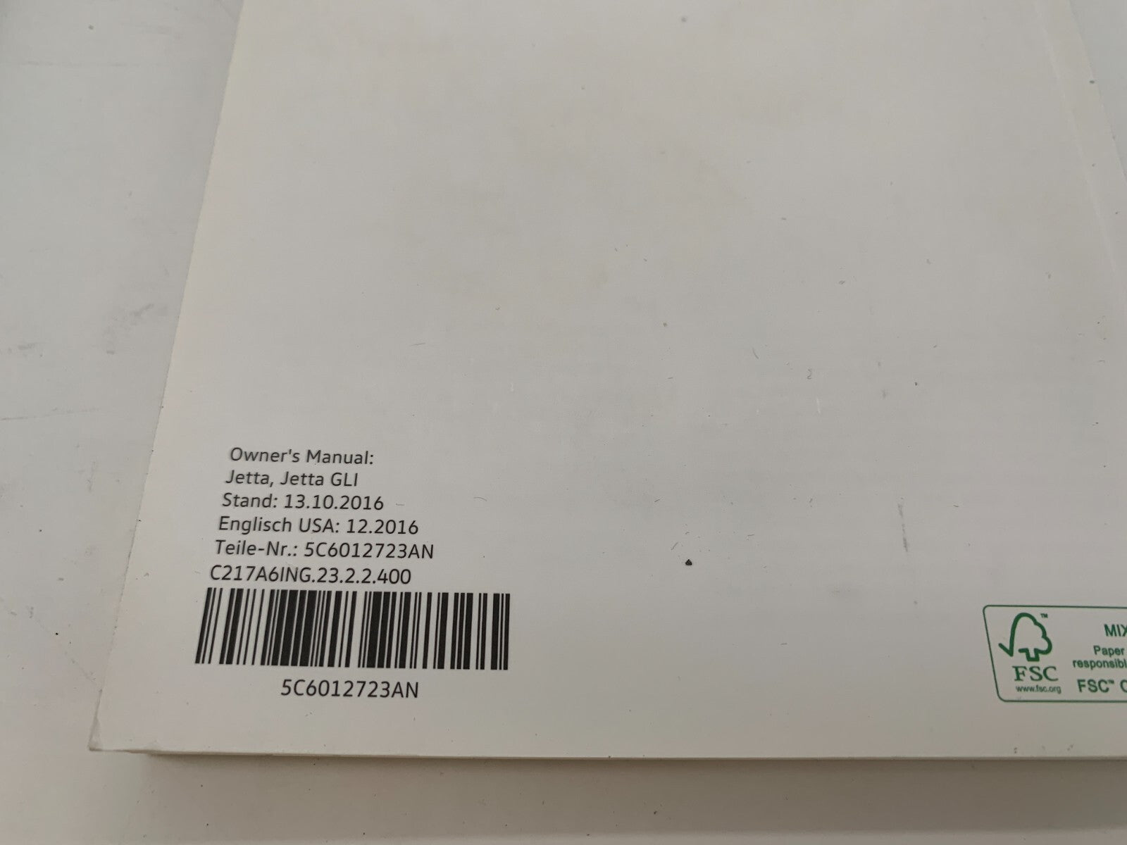 2016 Volkswagen Jetta Owners Manual Set with Case OEM A03B42008