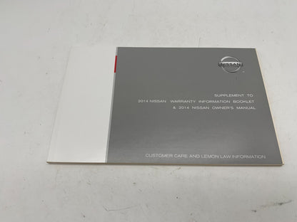 2014 Nissan Quest Owners Manual Set with Case OEM
