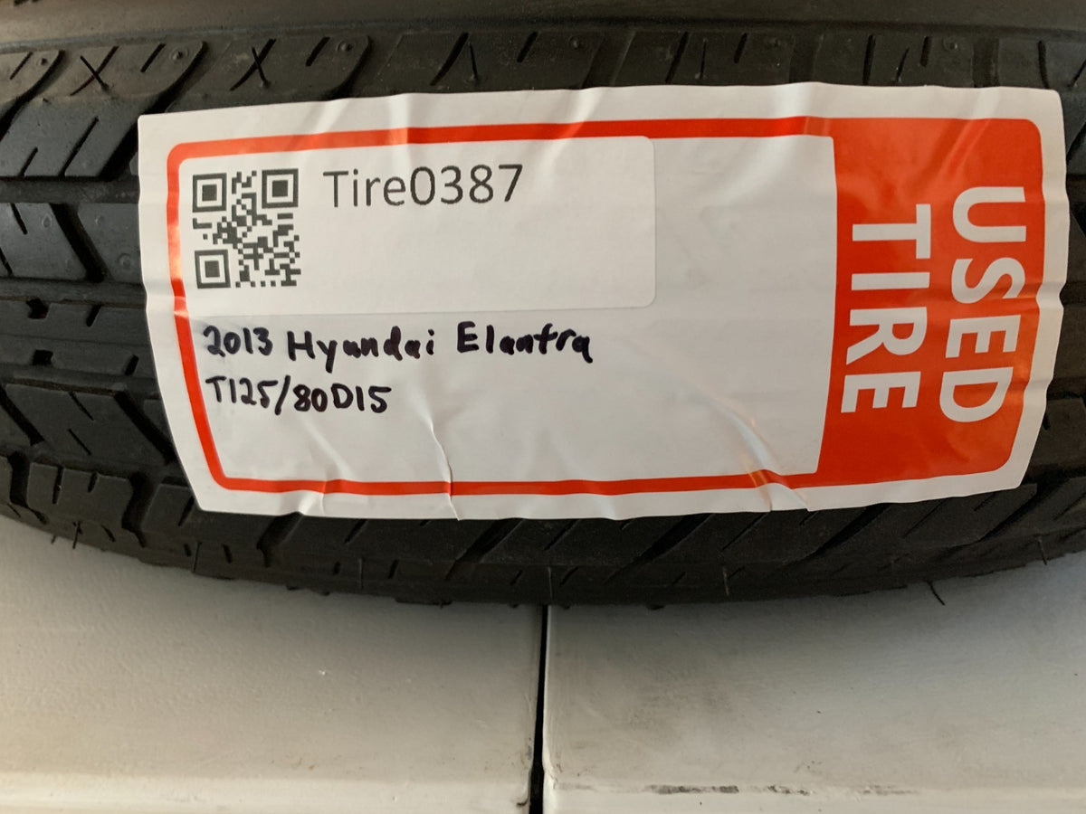 2013-2020 Hyundai Elantra 15" Spare Tire Compact Donut T125/80D15