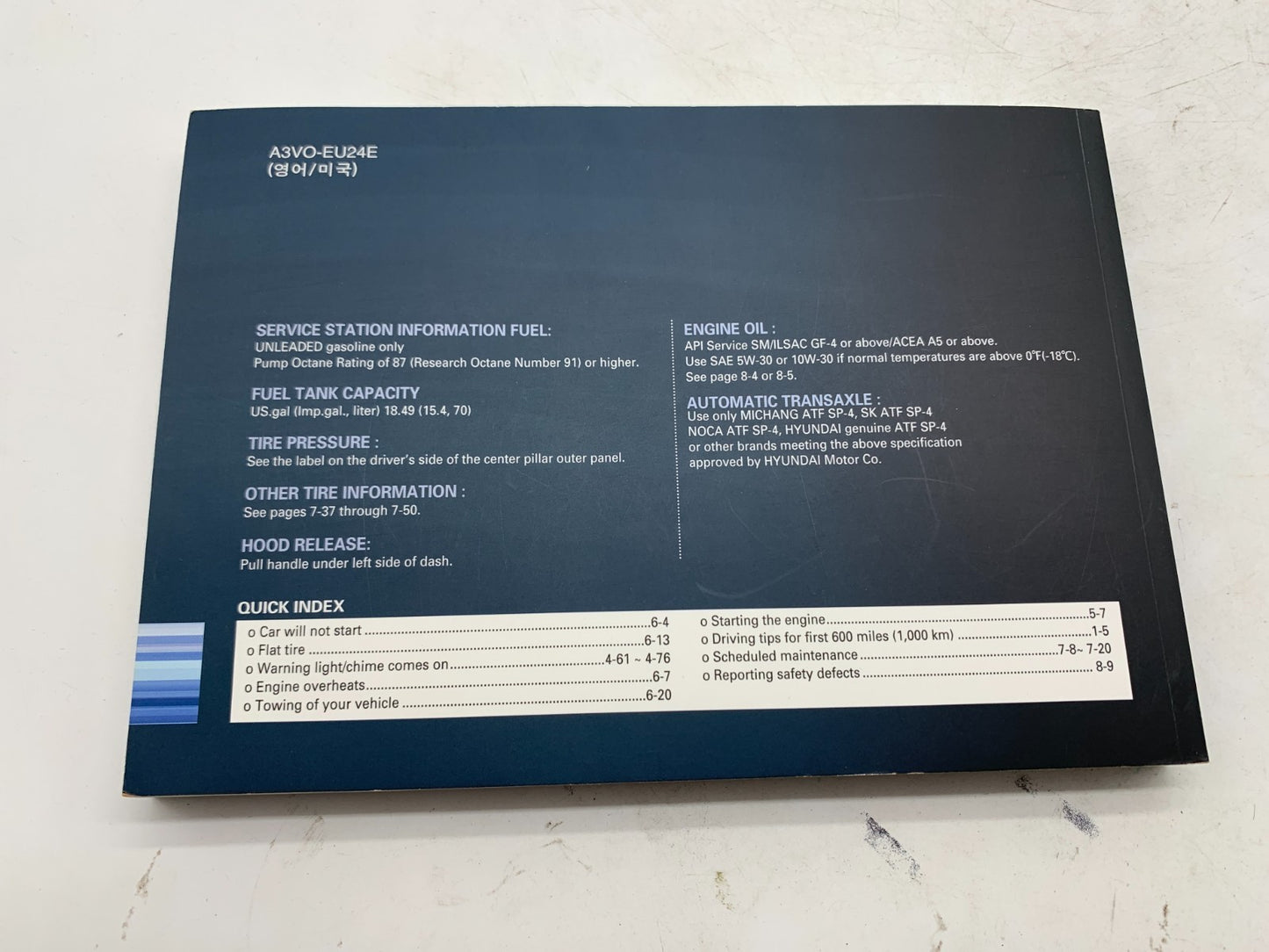 2012 Hyundai Azera Owners Manual Set with Case OEM A03B20006