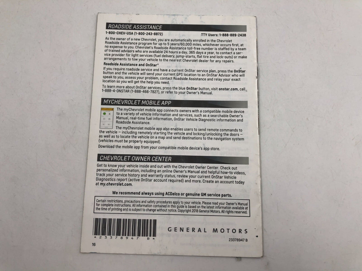 2018 Chevrolet Malibu Owners Manual Set OEM D04B46060