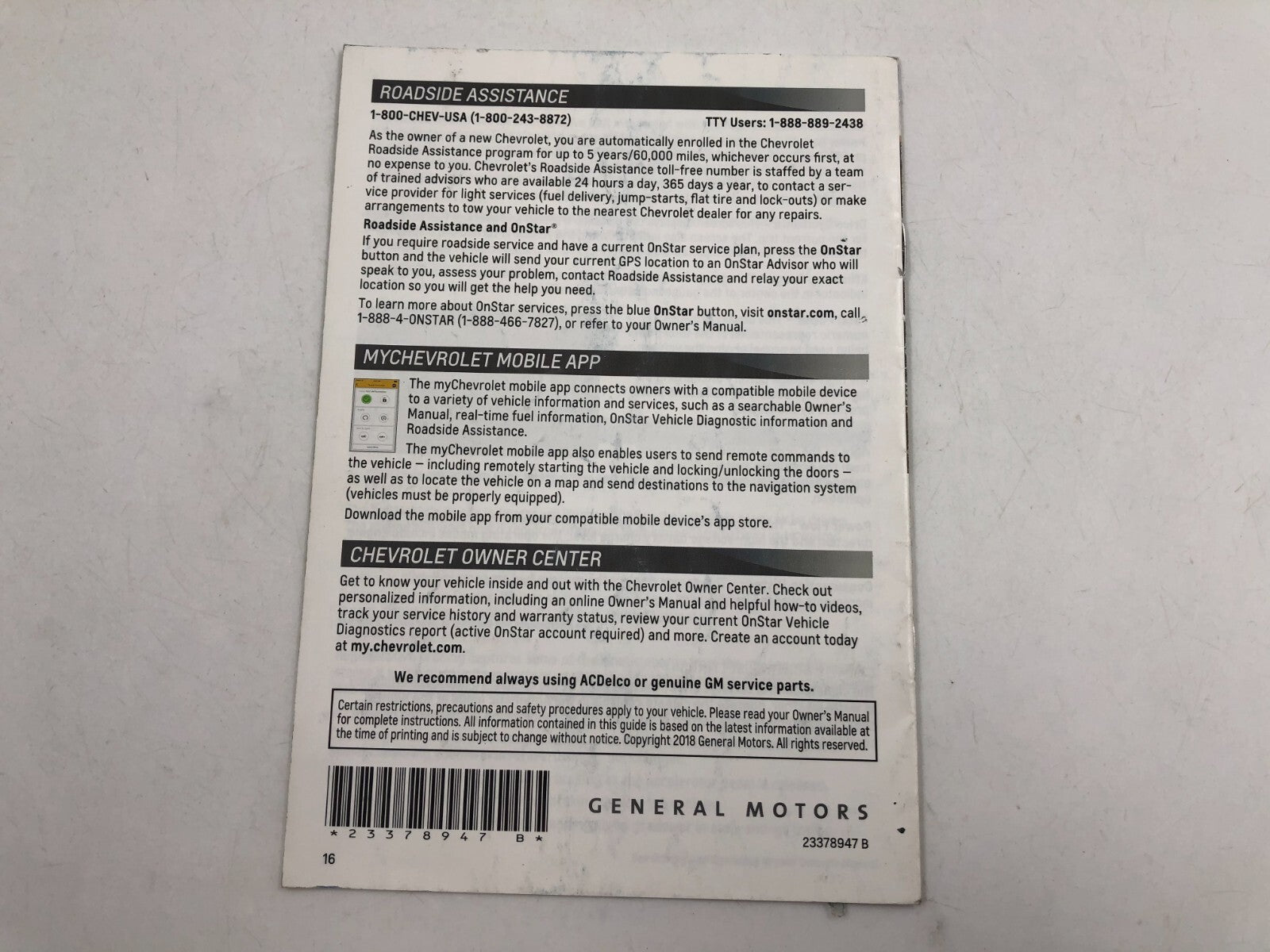 2018 Chevrolet Malibu Owners Manual Set OEM D04B46060