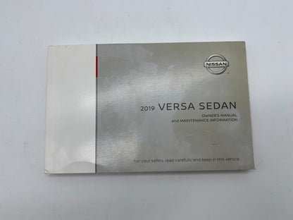 2019 Nissan Versa Sedan Owners Manual Set with Case OEM A01B30089