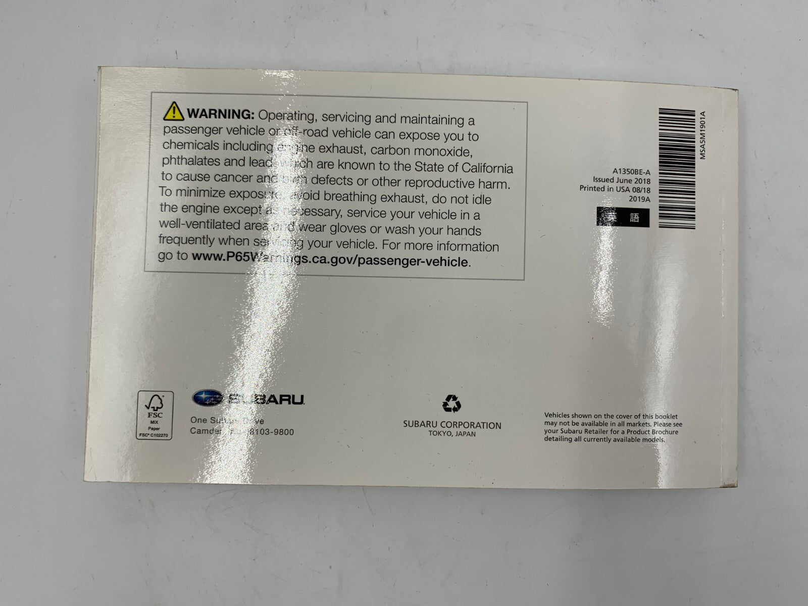 2019 Subaru Impreza Owners Manual Set with Case OEM D03B20073