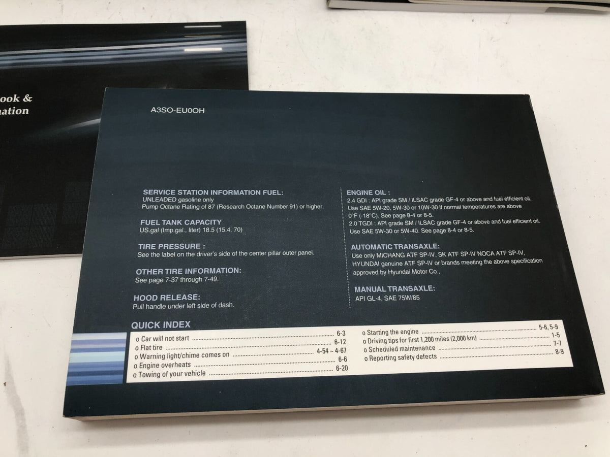 2011 Hyundai Sonata Owners Manual Set with Case OEM B03B17011