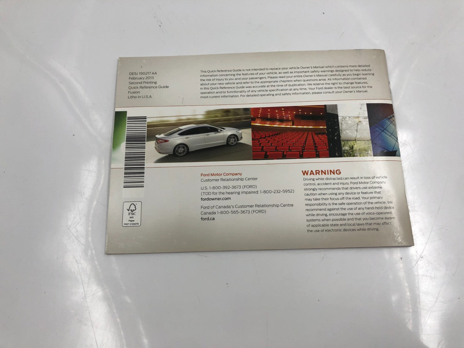 2013 Ford Fusion Owners Manual Set with Case OEM A04B52034