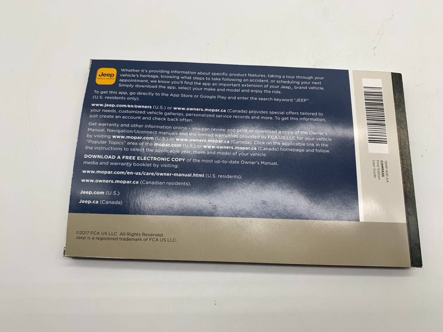 2018 Jeep Compass User Guide Owners Manual Set with Case OEM B03B22005