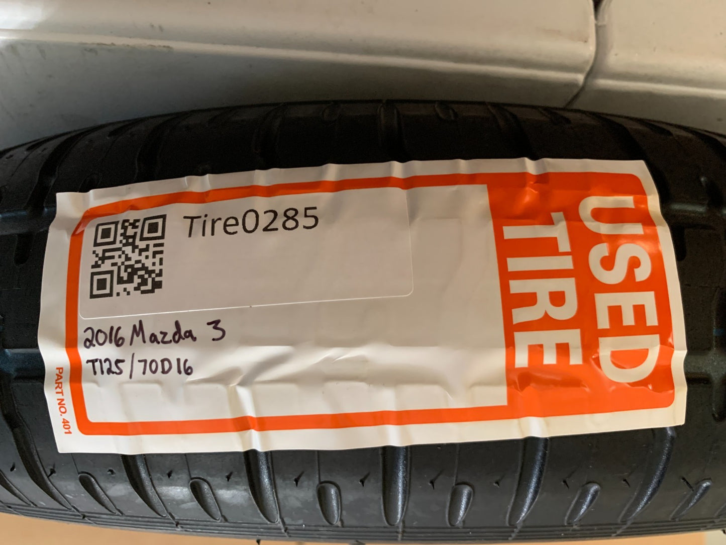 2014-2018 Mazda 3 Mazda3 16" Spare Tire Compact Donut T125/70D16