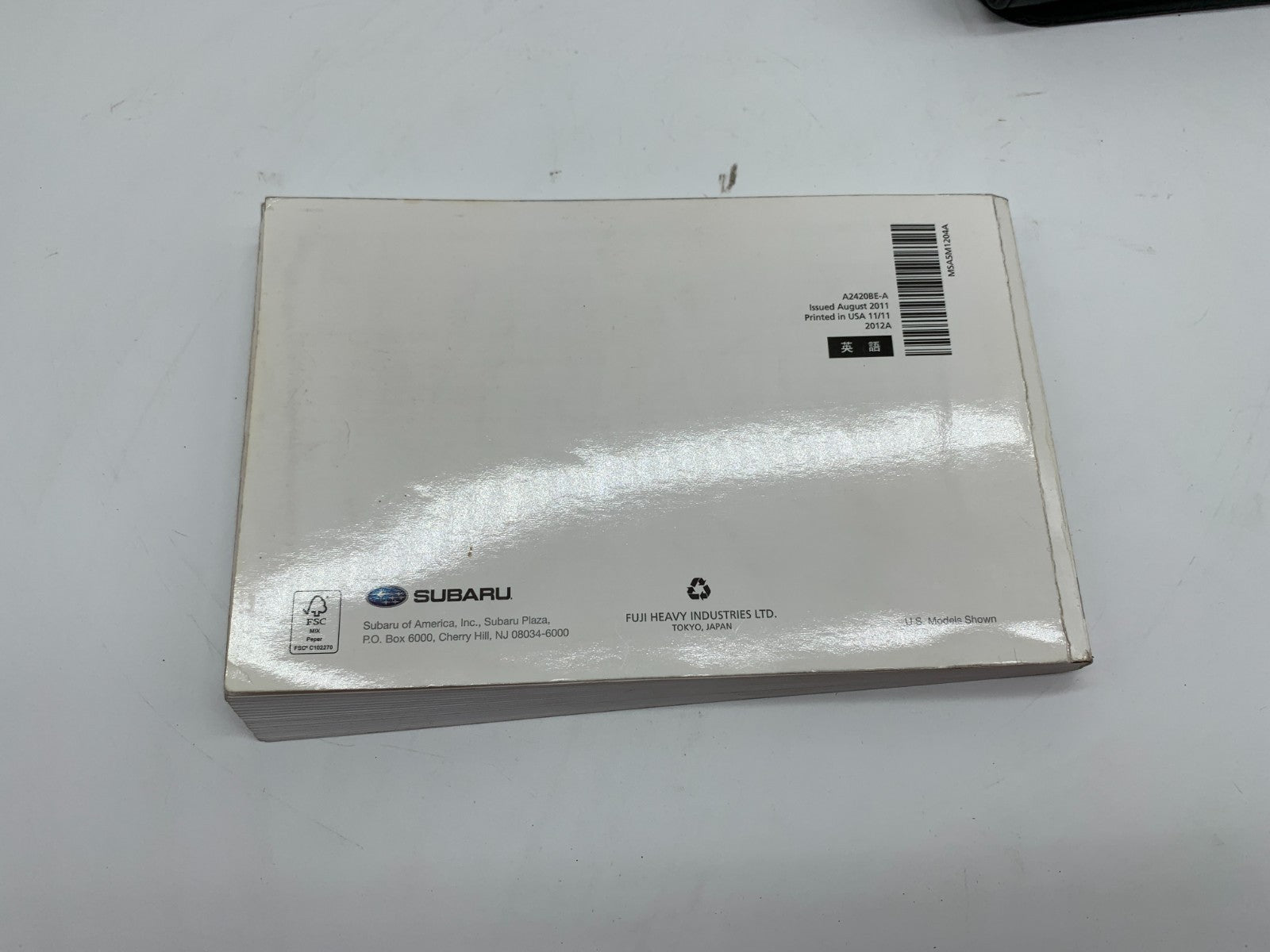 2012 Subaru Legacy Outback Owners Manual Set with Case OEM B01B23005