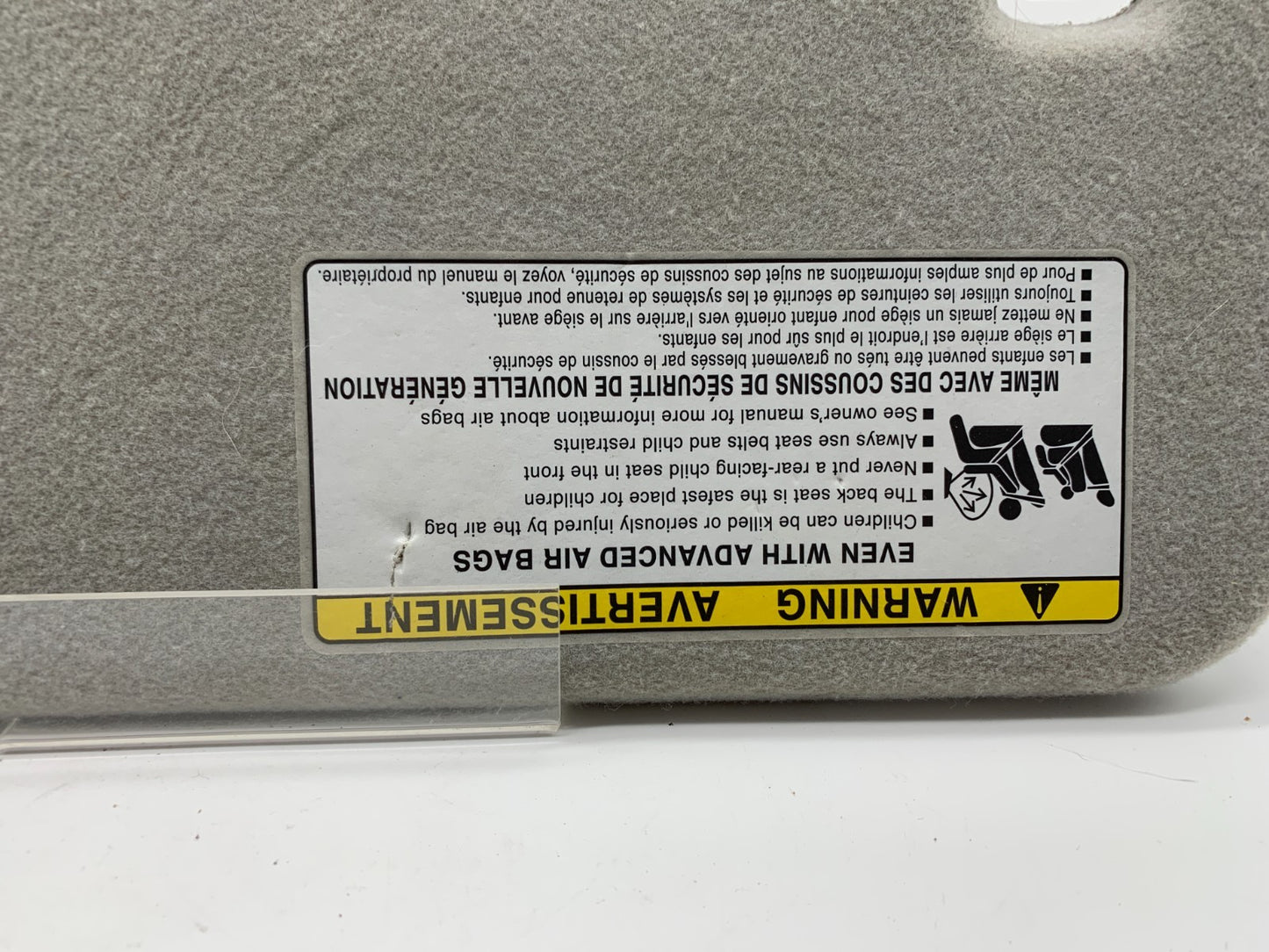 2003-2005 Toyota Corolla Passenger Sun Visor Gray OEM C03B65011