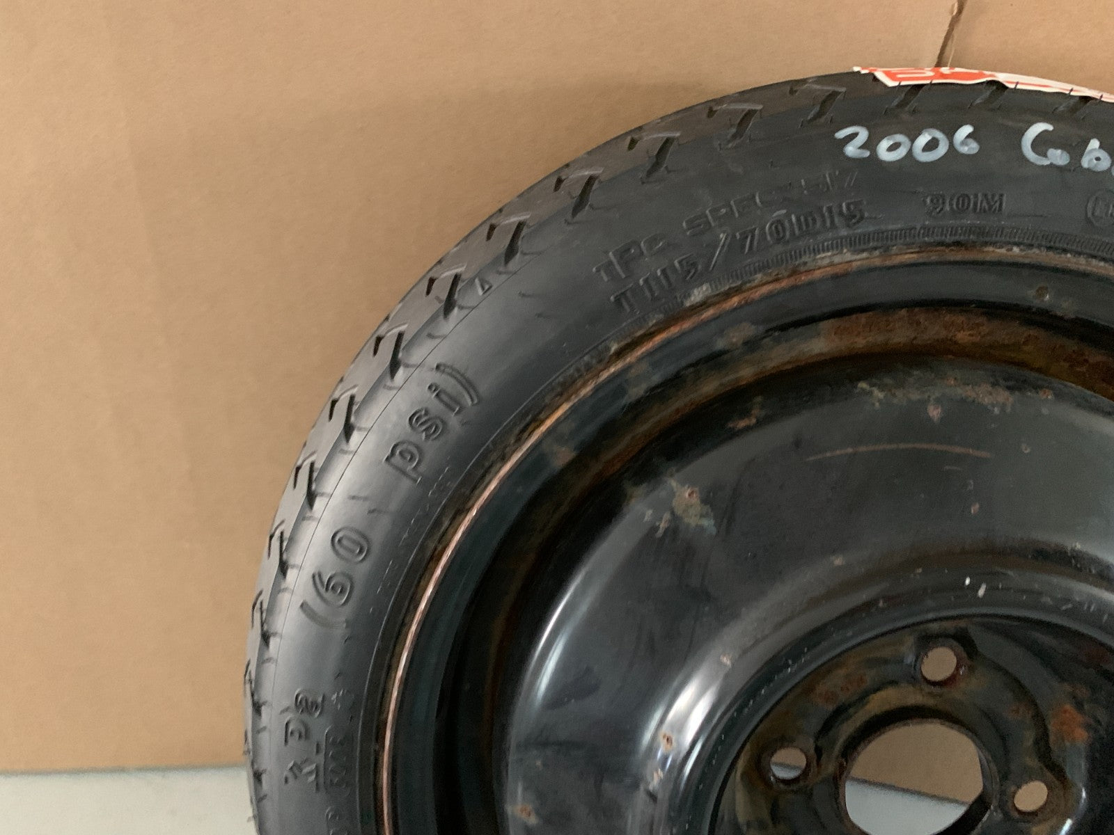 2005-2010 Chevrolet Cobalt 15" Spare Tire Wheel Compact Donut 4 Lugs T115/70D15