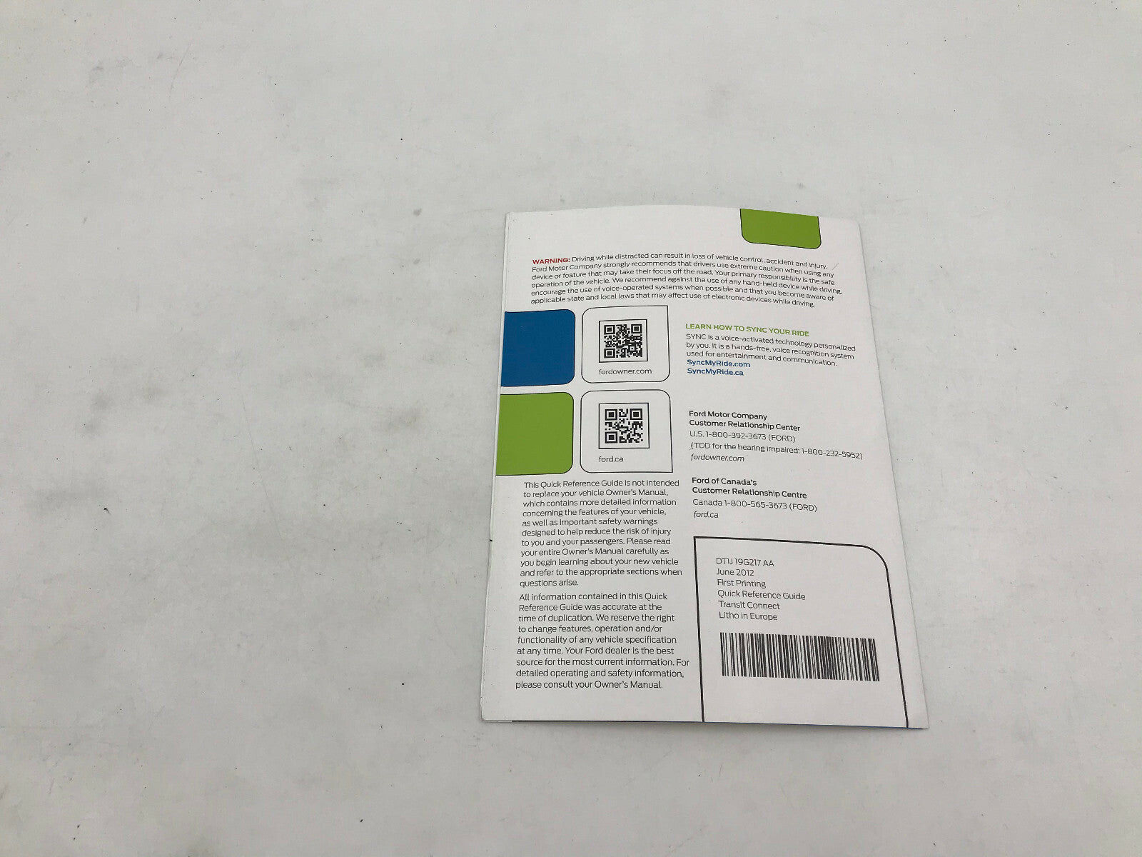 2013 Ford Transit 1500 Owners Manual Set with Case OEM A01B47003