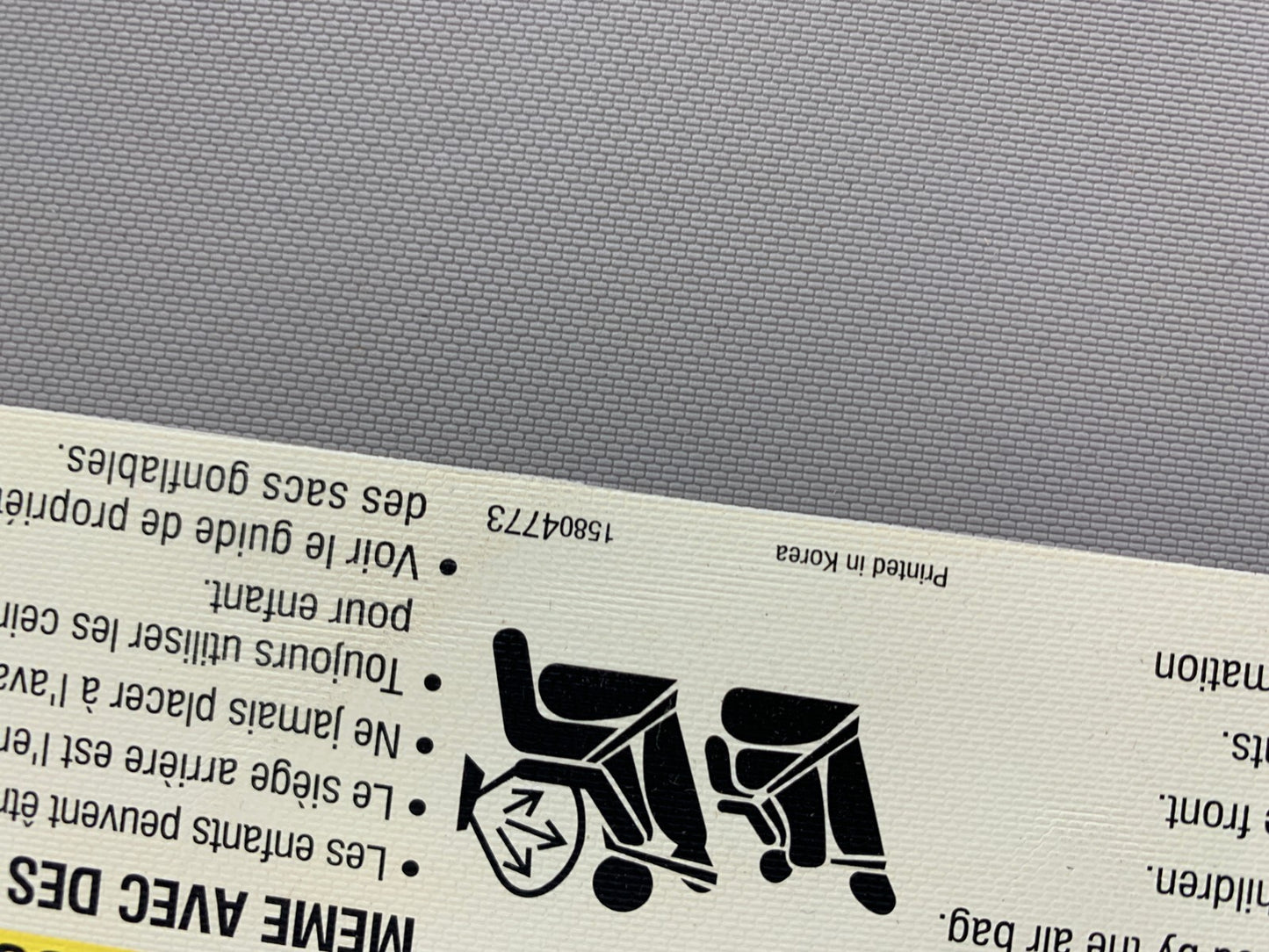 2011-2016 Chevrolet Cruze Passenger Sun Visor Gray OEM A01B08035