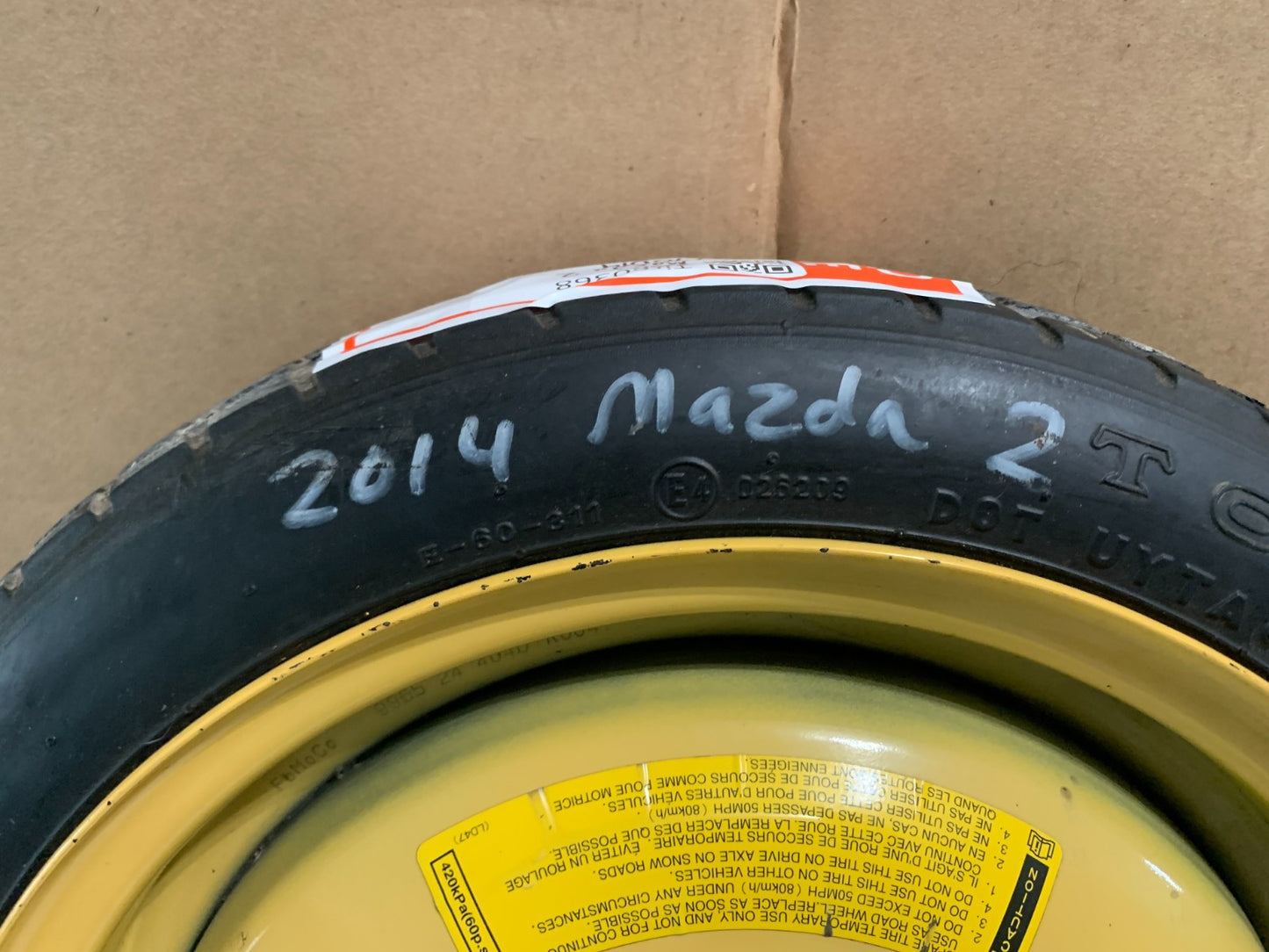 2011-2014 Mazda 2 Mazda2 14" Spare Tire Compact Donut T115/70D14
