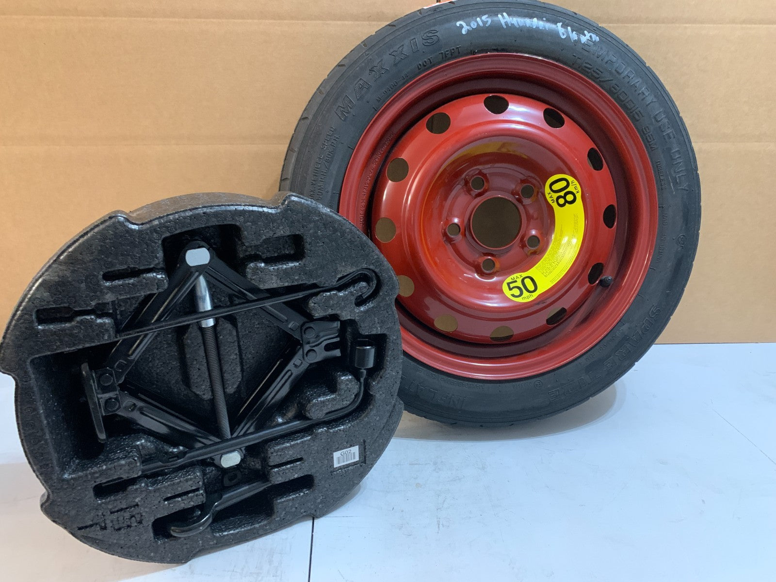 2013-2020 Hyundai Elantra 15" Spare Tire with Jack Kit Compact Donut T125/80D15