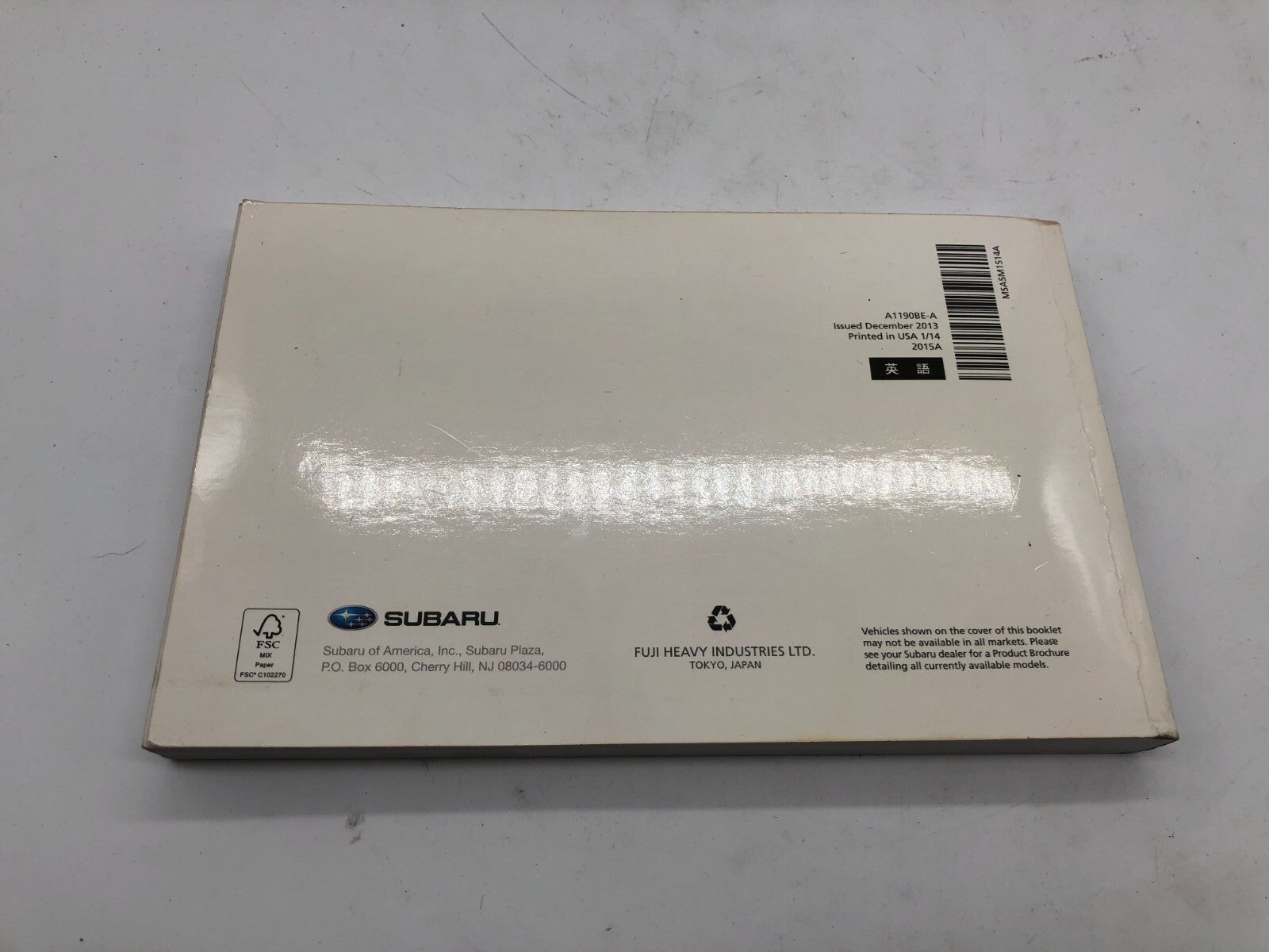 2015 Subaru WRX Owners Manual with Case OEM D01B20027