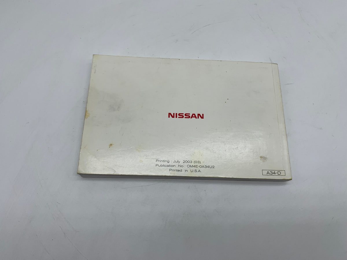 2004 Nissan Maxima Owners Manual OEM R01B37032