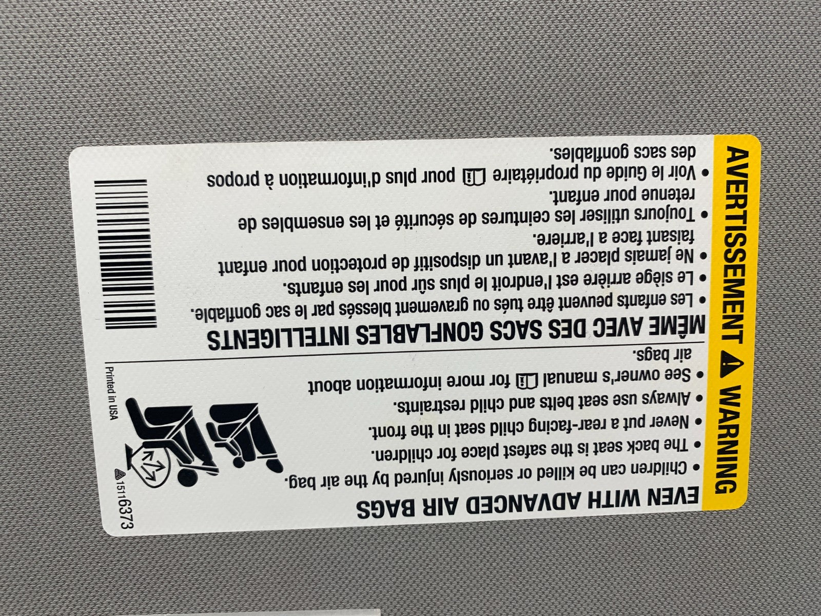 2006-2016 Chevrolet Impala Passenger Sun Visor Sunvisor Gray OEM A03B12005