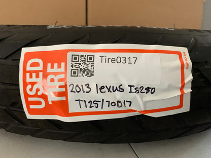 2006-2015 Lexus IS250 IS 250 17" Spare Tire Wheel Compact Donut T125/70D17