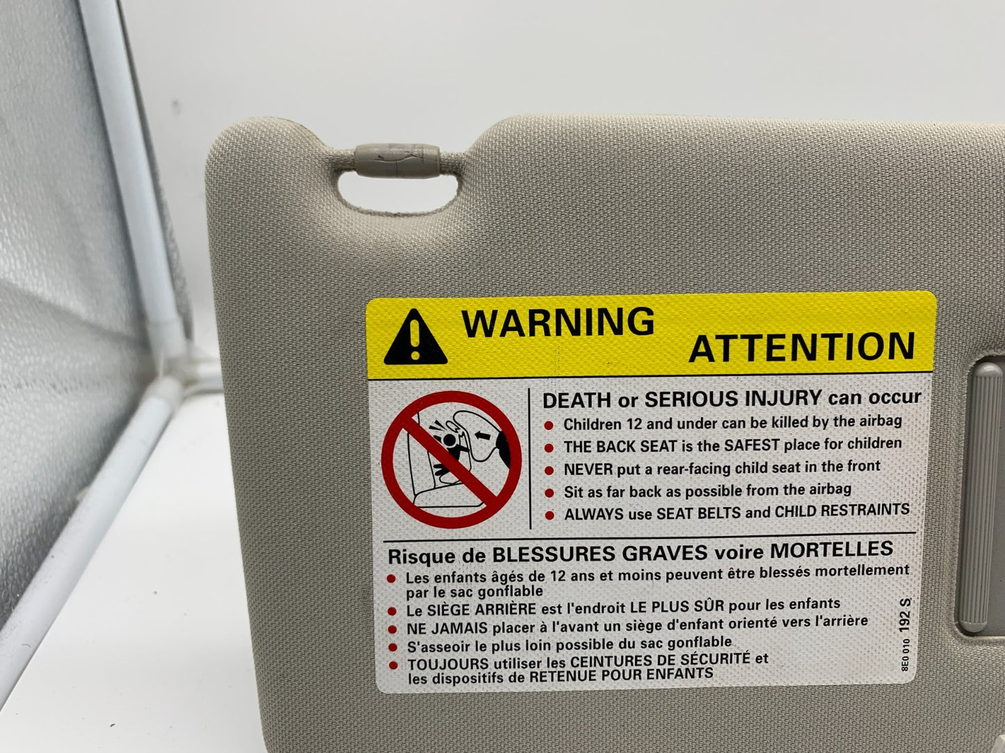 2000-2004 Audi A6 Passenger Sun Visor Gray Illuminated OEM A04B10010