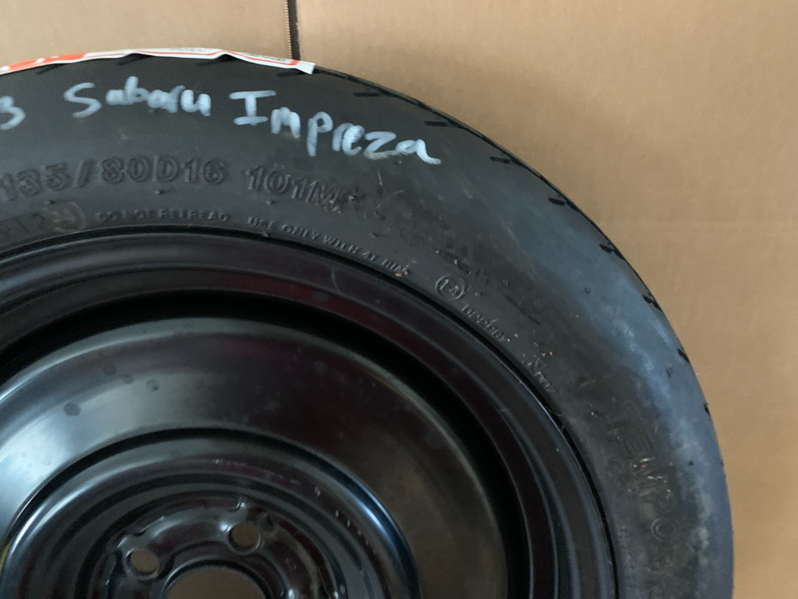 2012-2016 Subaru Impreza 16" Spare Tire Wheel Compact Donut T135/80D16