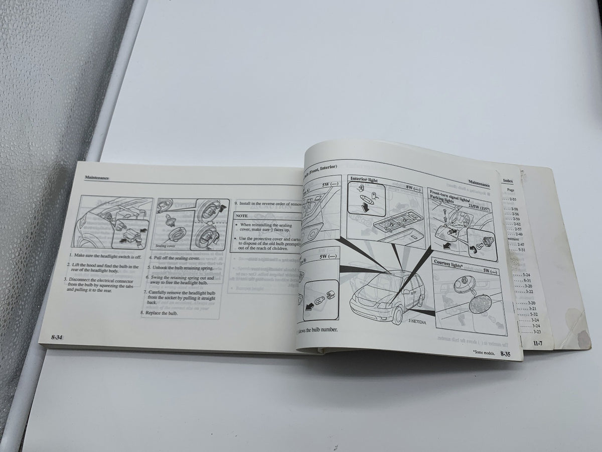 2000 Mazda MPV Owners Manual with Case OEM R01B02015