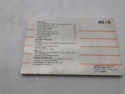 1999 Toyota Corolla Owners Manual OEM A02B21004