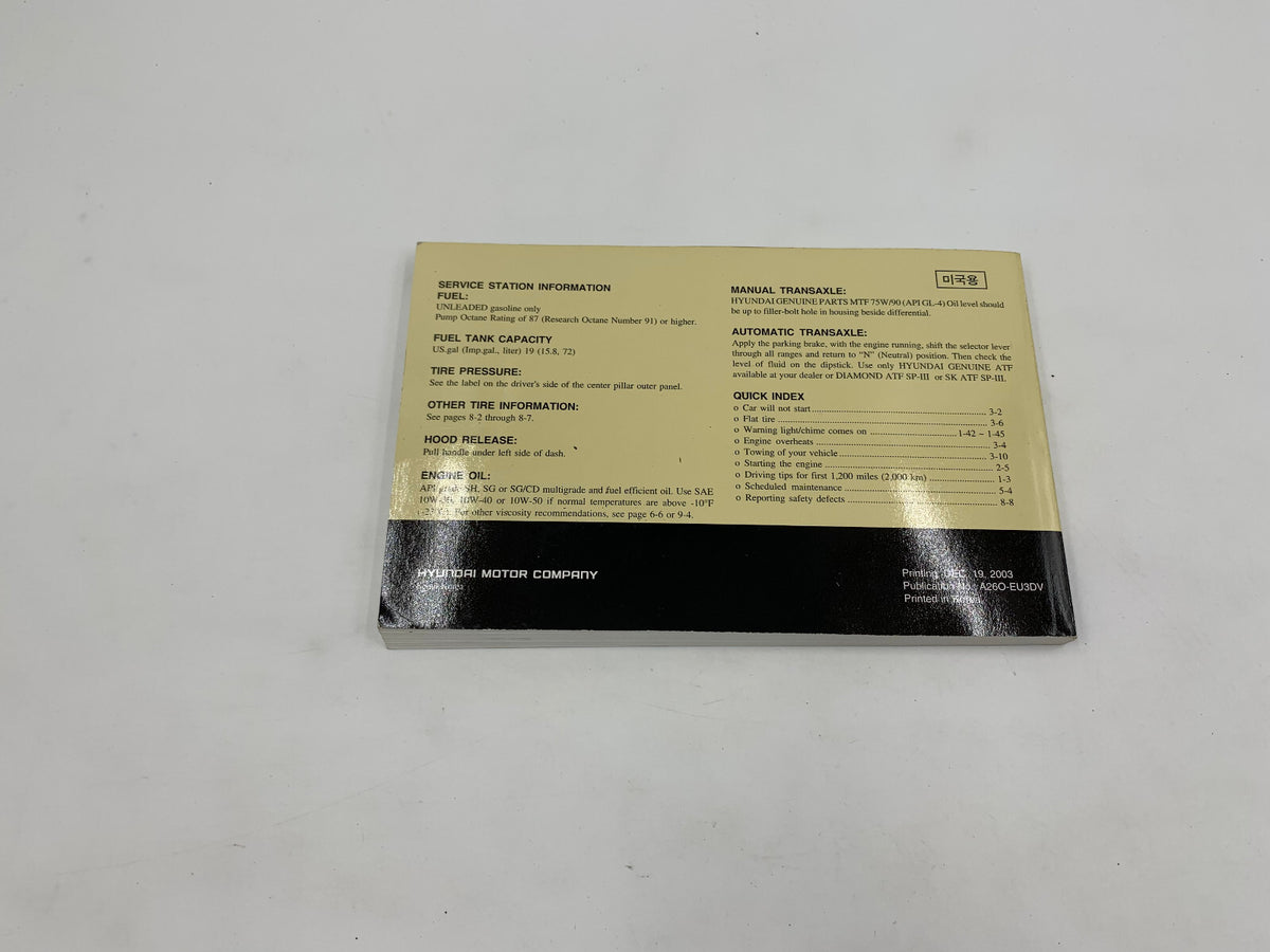 2004 Hyundai Santa FE Owners Manual Set with Case A02B07023