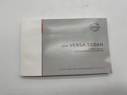 2018 Nissan Versa Sedan Owners Manual Set with Case OEM B02B56006