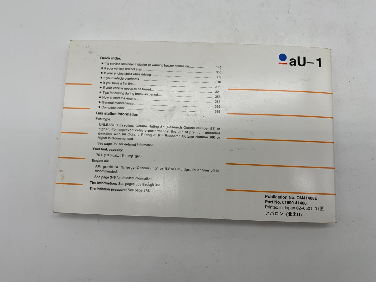 2005 Toyota Avalon Owners Manual Set OEM