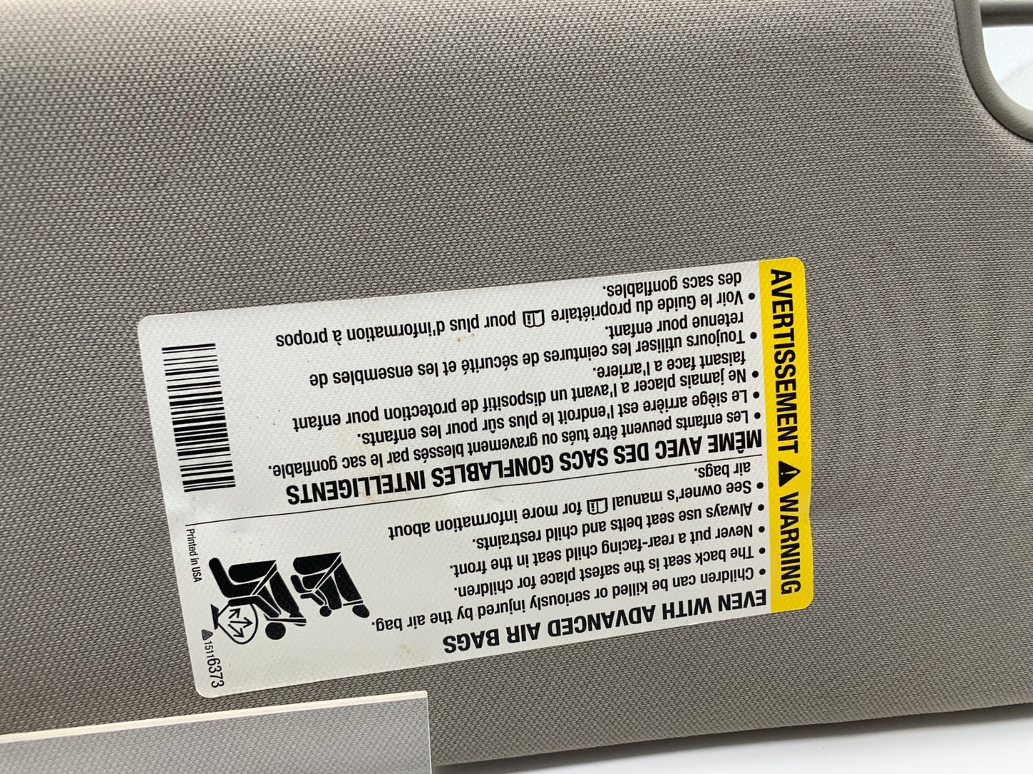 2006-2011 Buick Lucerne Passenger Sun Visor Gray Illuminated OEM A04B31010