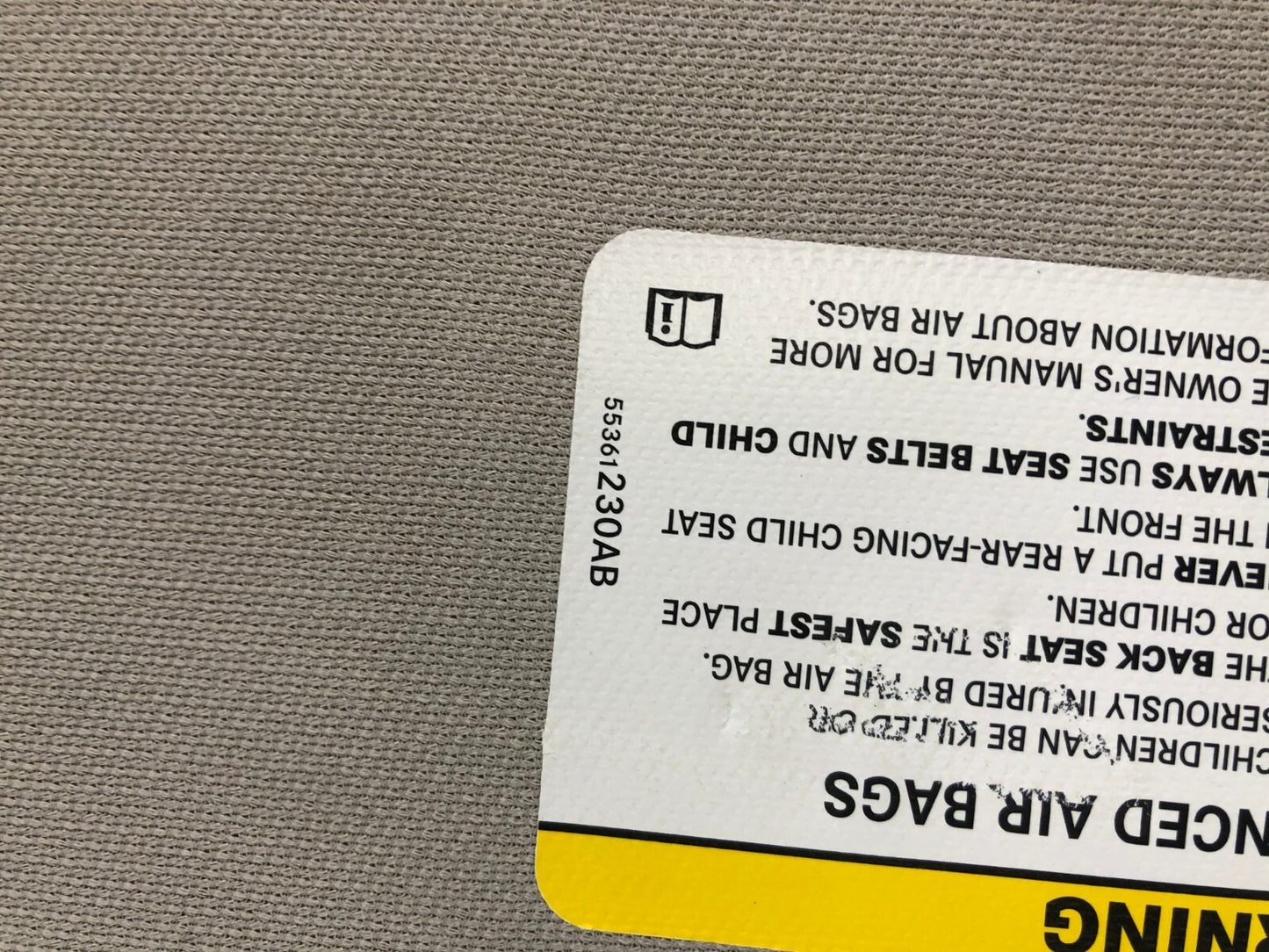 2011-2020 Dodge Caravan Passenger Sun Visor Sunvisor Gray OEM D04B03082