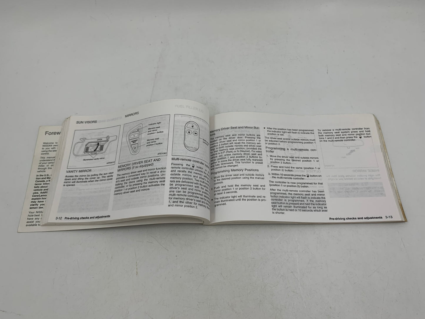 2001 Nissan Quest Owners Manual with Case OEM A01B23011