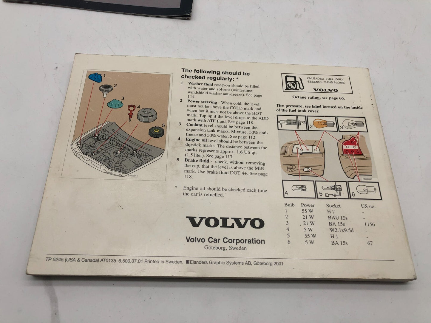 2001 Volvo S80 Owners Manual Set OEM D02B66007