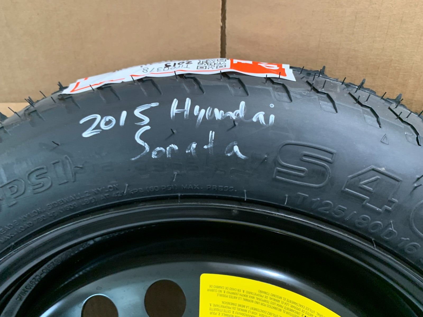 2015-2020 Hyundai Sonata 16" Spare Tire Wheel Compact Donut T125/80D16 Emergency