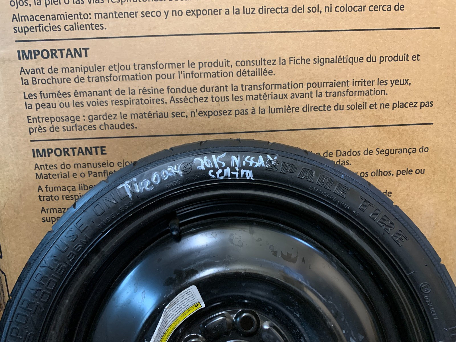 2015-2019 Nissan Sentra 16" Spare Tire Wheel Compact Donut T125/70D16