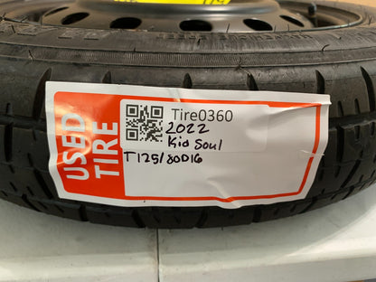 2014-2025 Kia Soul Spare Tire 16" Compact Donut T125/80D16