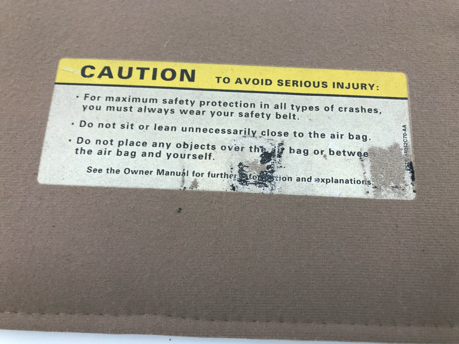 1987-1996 Ford F150 Passenger Sun Visor Brown OEM B04B18050