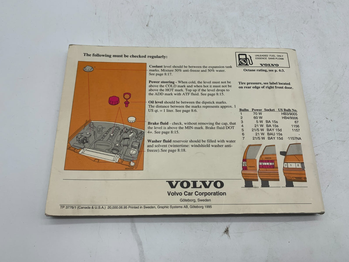 1996 Volvo 960 Owners Manual OEM R01B15013