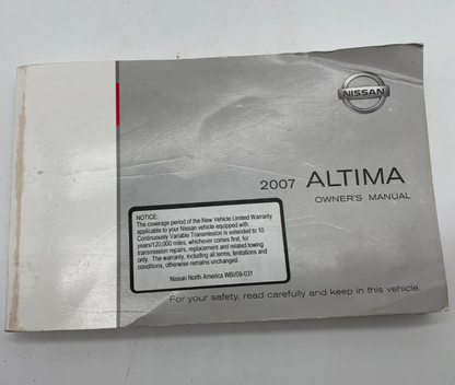 2007 Nissan Altima Owners Manual OEM A01B44021