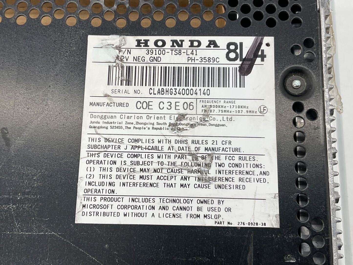 2010-2012 Honda Civic AM FM CD Player Radio Receiver OEM D04B15018